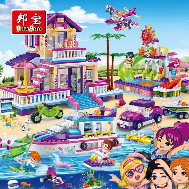 

BanBao Girls Kids Educational Toys Kids Gifts City Friends House Speedboat Playground Stickers Compatible with Legoe