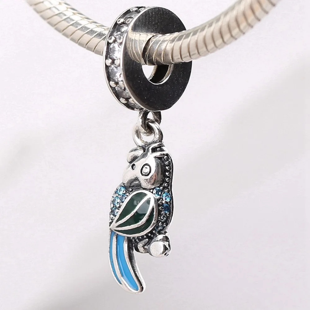 Fits For Pandora Bracelet 925 Sterling Silver Jewelry Summer Parrot