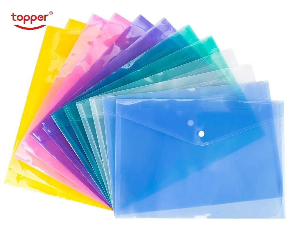 

A4 Clear Document Bag Paper File Folder Stationery School Office Case PP 6colorsTransparent file bag