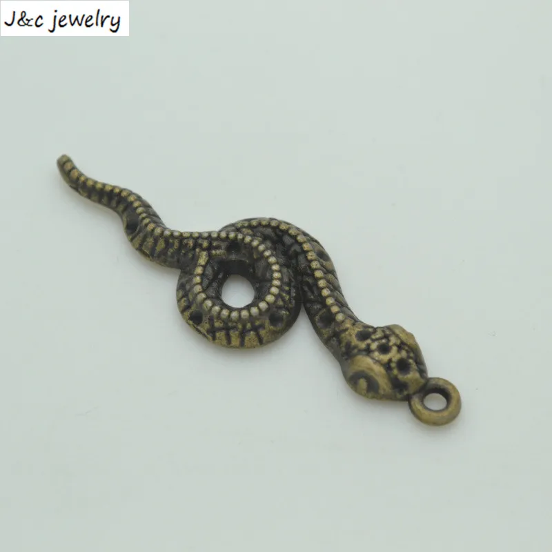 

7 pcs 47*15 mm Zinc Alloy Ancient bronze snake DIY Charms Pendants 3418B