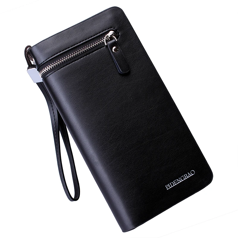

2018 new arrival leather men long wallets famous brand wallet quality fashion zipper hasp clutch multifuctional business purse