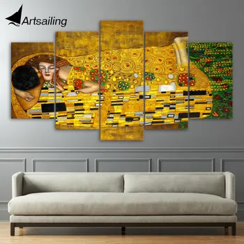 

5 piece canvas art HD print Gustav Klimt artistic picture wall pictures for living room home decor free shipping UP-2005C