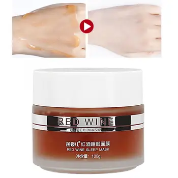 

100g Red Wine Sleeping Mask Moisturizing Tighten Pores Night Face Cream Gel for Skin Care