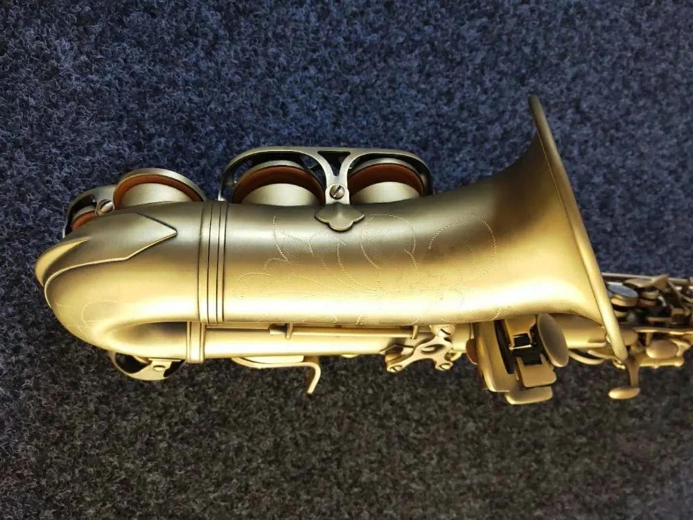 Античный Сопрано-саксофон Bb изогнутый саксофон высокий F# с Чехол античная медь имитация сопрано саксофон