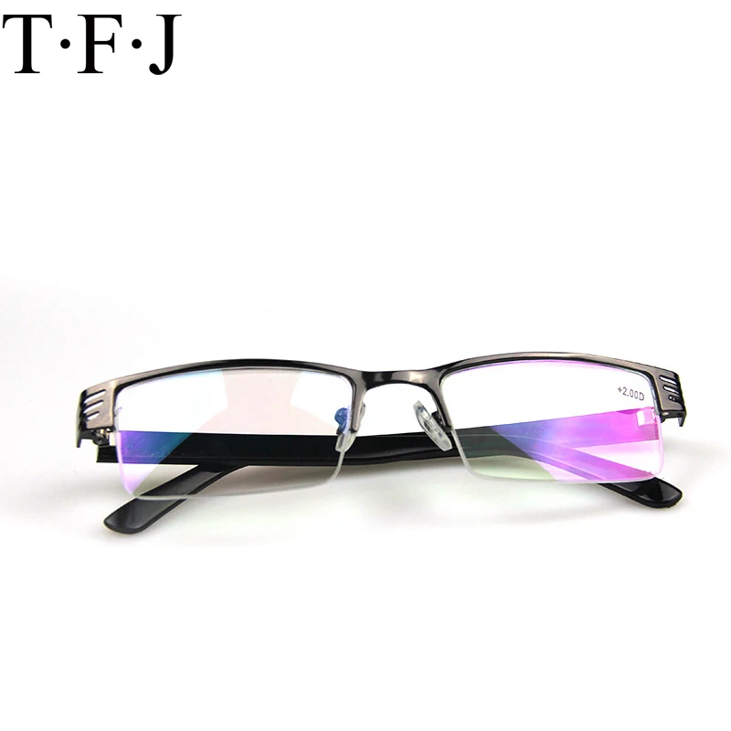 Металлическая полуоправа очки для чтения титановые Мужские Женские для зрения очки диоптрическая лупа очки с вогнуто-выпуклыми линзами