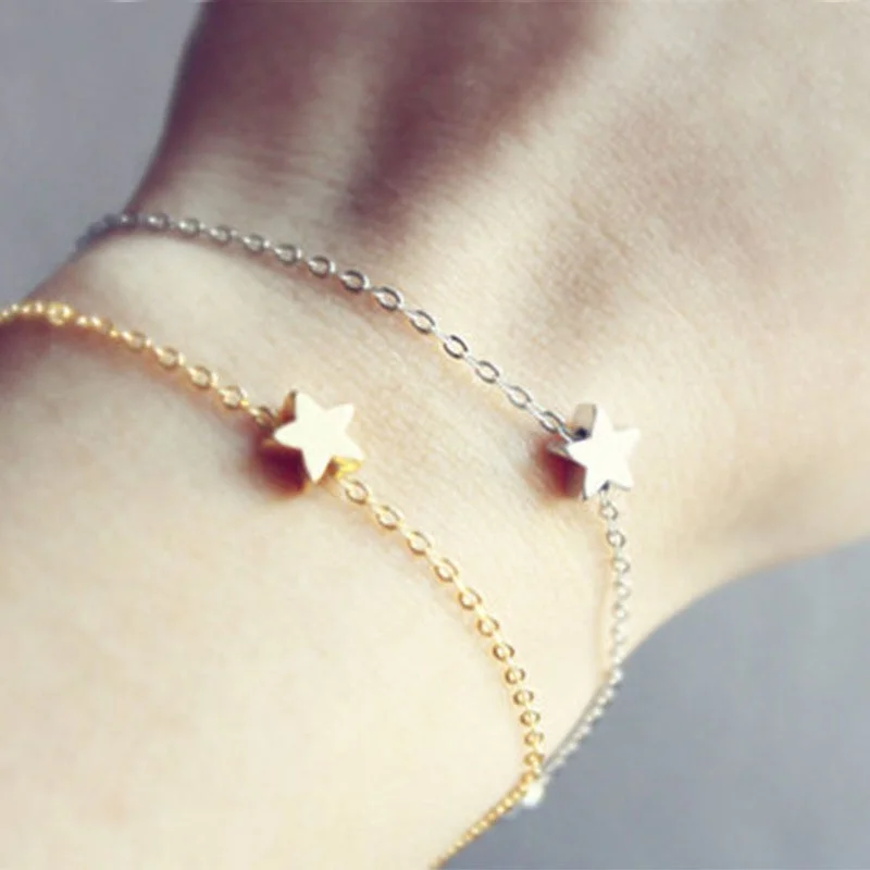 

Gift Plated Gold Shape Fashion 1Pc Simple Chain Bracelet Women Star Charming