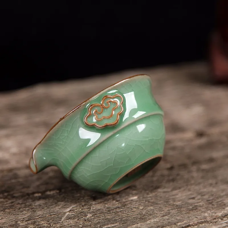 [GRANDNESS] Longquan Celadon фарфоровые Gaiwan КИТАЙСКИЕ чашки кракле глазури чайная посуда 150 мл