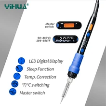 YIHUA 928D паяльник ESD термостатический светодиодный паяльник с цифровым дисплеем регулировка температуры функция преобразования по Фаренгейту