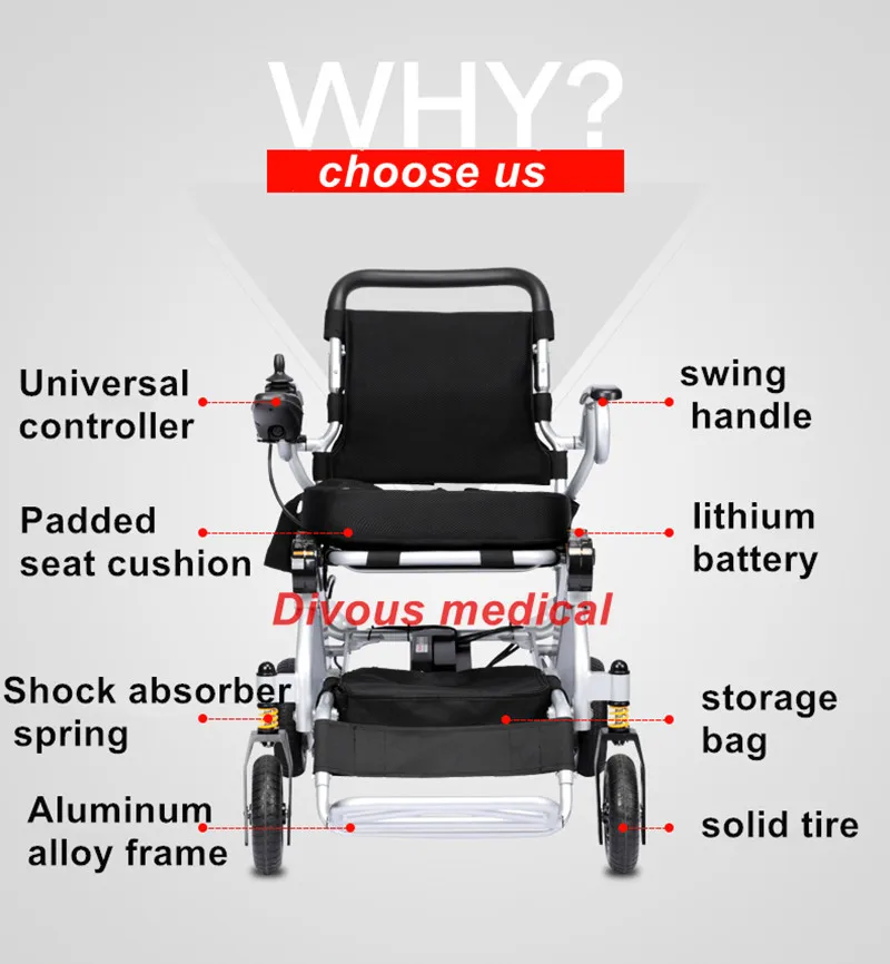 Aluminium Frame Power Electric font b Wheelchair b font with lithium battery lightweight best for font