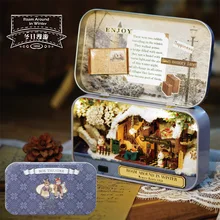 Q006 железный ящик Кукольный дом Diy Миниатюрный 3D деревянные головоломки Кукольный домик miniaturas дом мебели кукла Романтический зимний