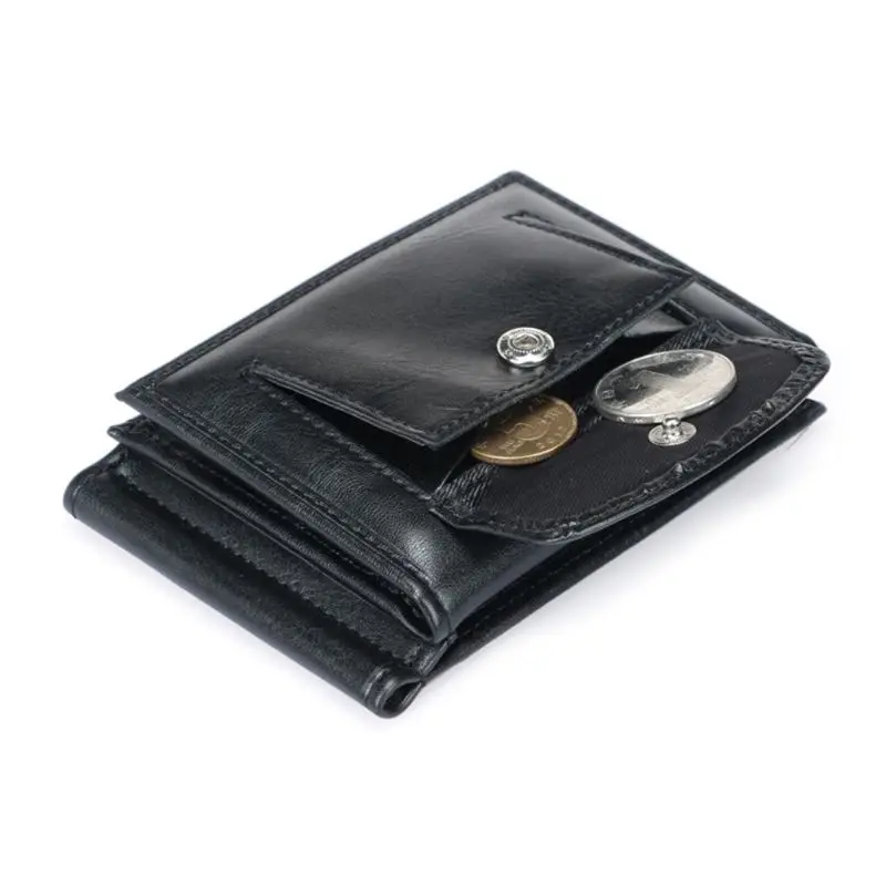 

Men's Leather Bifold Wallet Coin Purse ID Credit Card Holder Short Money Clip