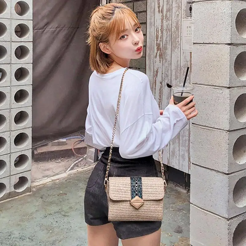 

Summer Women Straw Shoulder Bags Boho Embroidery Ethnic Style Messenger Bag for Ladies Money Phone Purse 2019 Hot Selling