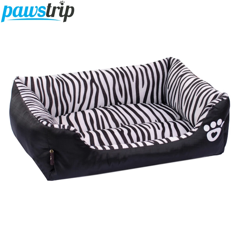 

Zebra Square Dog Beds Waterproof Oxford Bottom Washable Puppy Bed House S/M/L