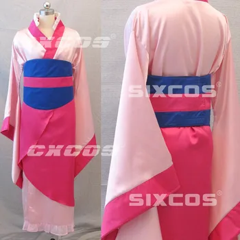 

Anime Famous Movies Mulan Cosplay Costume Halloween Cosplay Uniform Kimono Pink Dress