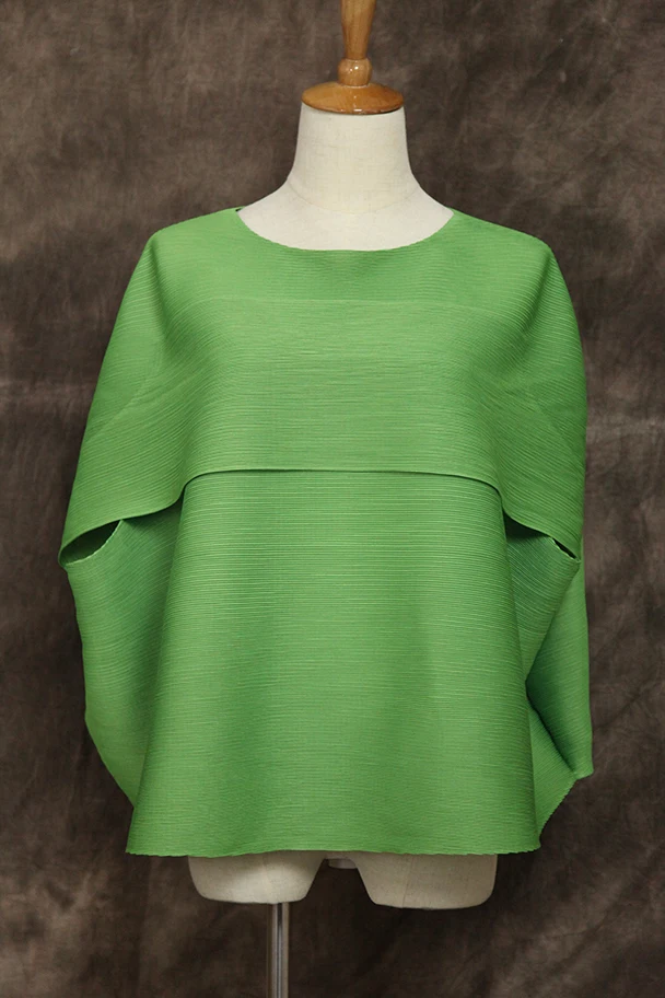 LANMREM весенний женский плиссированный винтажный элатический плиссированный пуловер с круглым вырезом и рукавами летучая мышь футболка WH68003 - Цвет: Bamboo green