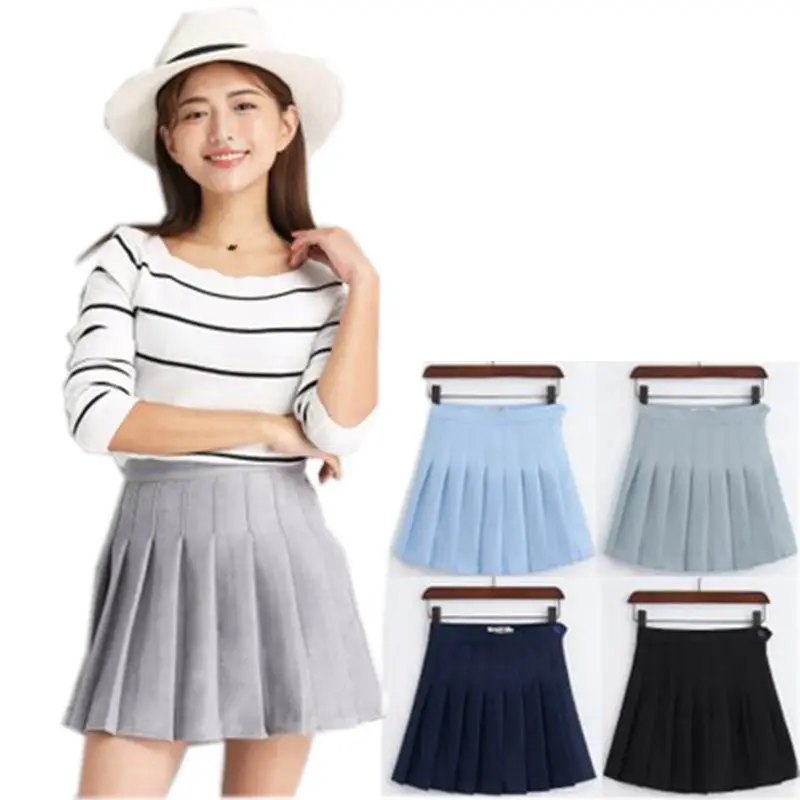 Новинка года; сезон осень-зима; Женская плиссированная мини-юбка из замши; однотонные школьные юбки с высокой талией для девочек; Skater; Faldas mujer