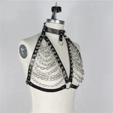 Sexy Ladies Leather Harness Bra Chain Cage Hollow Out Crop Top Bondage For Women Pastel Gothic Rave Tassel Night Club Clothing Sexy Ladies Leather Harness Bra Chain Cage Hollow Out Crop Top Bondage For Women Pastel Gothic Rave Tassel Night Club Clothing