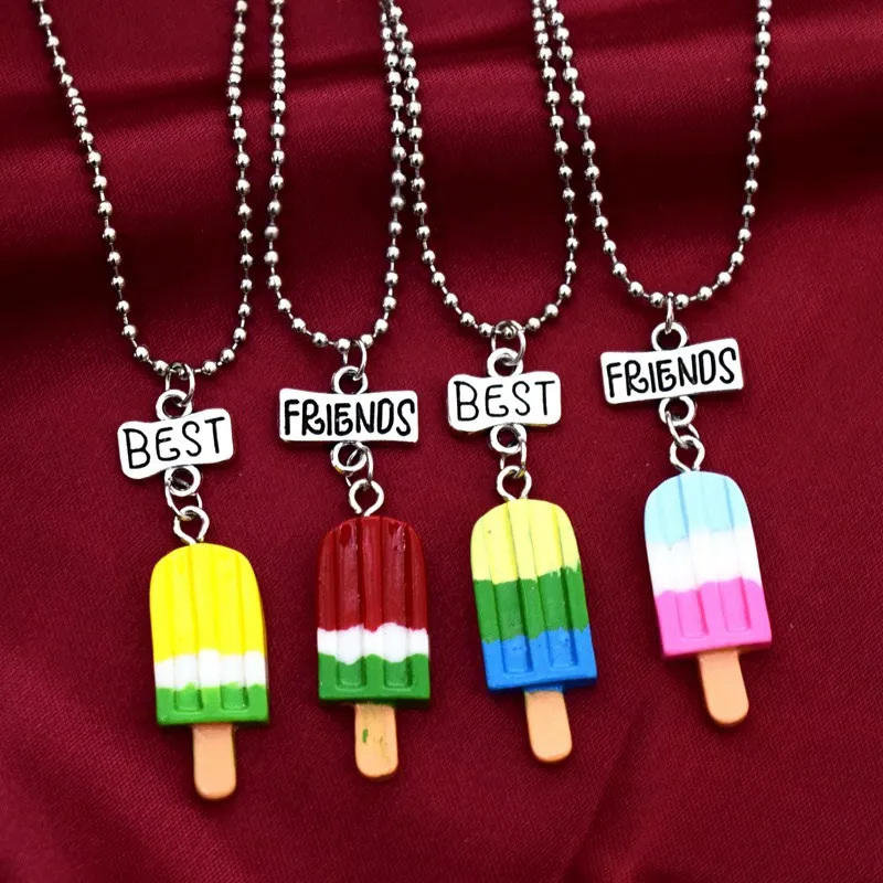 

Simulation Ice Cream Popsicle bff 4 Pendant Necklace Children Best Friends Forever Boys Girls Friendship Jewelry Birthday Gift