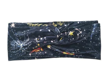 

T175415 warm velvet twist hair accessories,Universe Constellation printed stars headband for fashion women turban hairband
