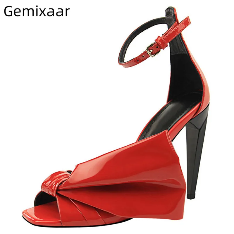 

Spike Sandal Shoes Woman Peep Toe Slim Shallow Narrow Buckle Footwear Cover Back Jelly Colors Sandalia Feminina Sandals Women