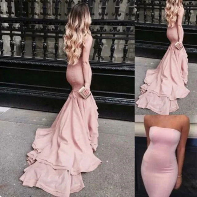 Новое Прибытие Sexy Бретелек Розовый Русалка Пром Платья 2017 vestidos де феста платье