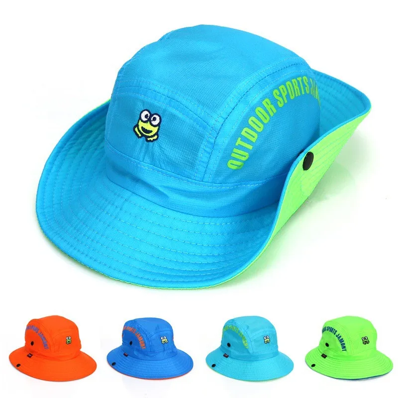 

2018 Kids Frog Printing Bucket Hat Letters Fisherman Hats Summer Children Bob Cap Sun Protection Camping Cap For Boys And Girls