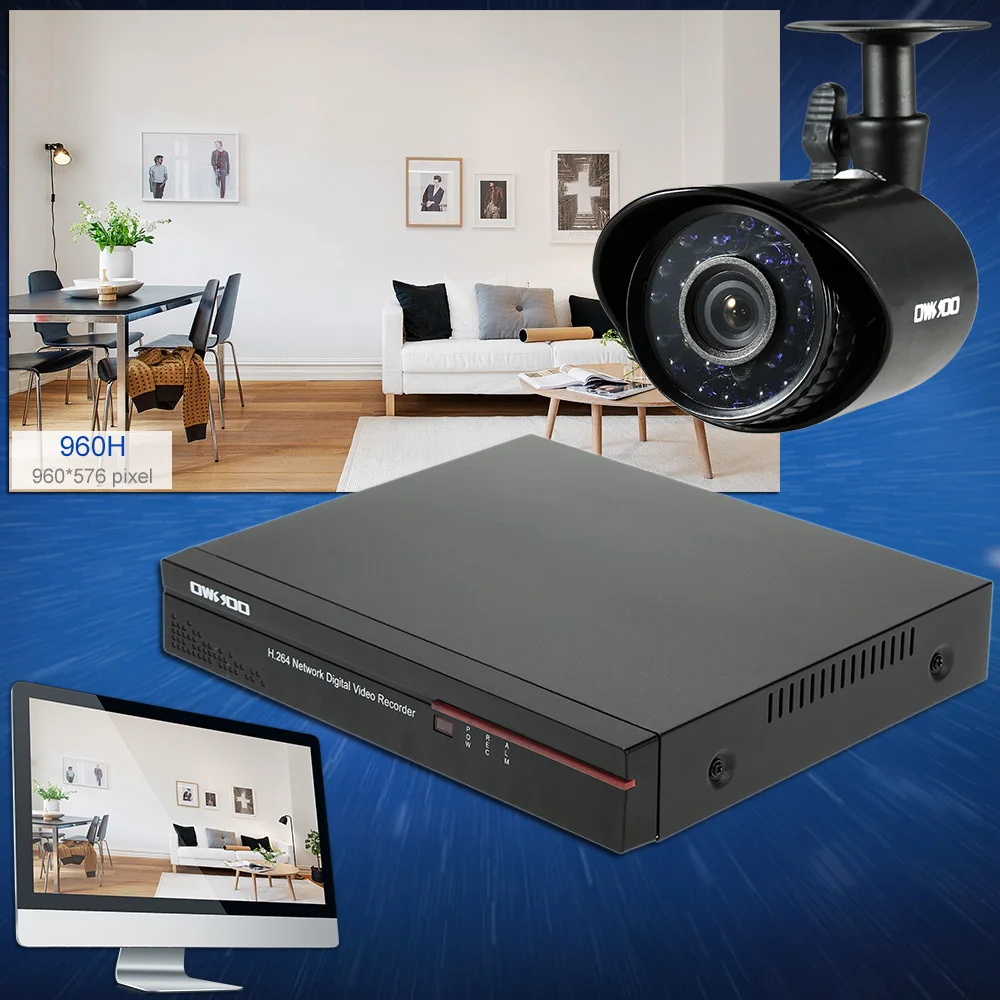 OWSOO 800TVL камера безопасности система полный 960 H/D1 4CH DVR Открытый P2P HDMI DVR 4* водонепроницаемый набор камеры видеонаблюдения Видеонаблюдение