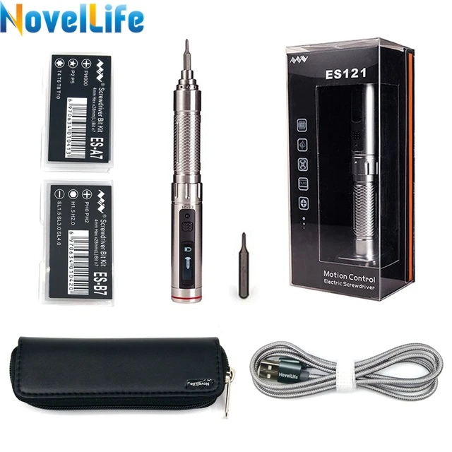ES121 Mini Precision Electric Screwdriver Cordless Lithium Battery Powered Smart Gyro Motion Control 16pcs Screw Driver Bit Set