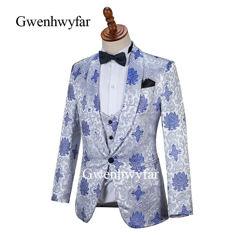 Свадебные костюмы Gwenhwyfar на заказ 2019 новый дизайн сине белый фарфоровый