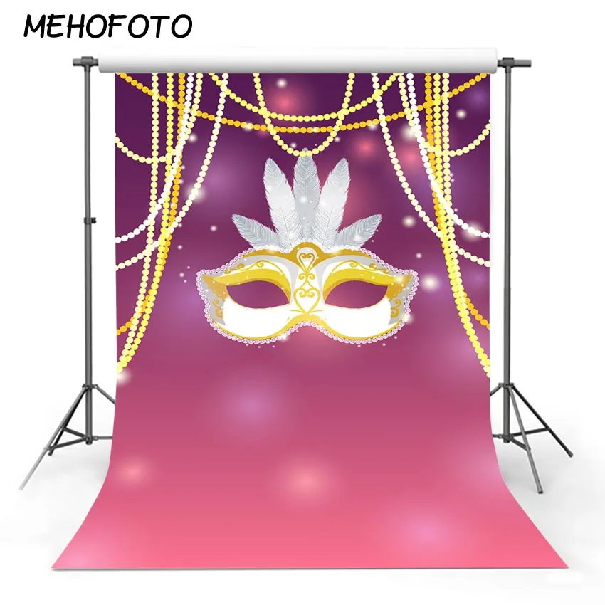 

MEHOFOTO Bar Mitzvah Party Reception Backdrop for Photography Pink Mask Photo Background Sign Backdrops Design for Pictures