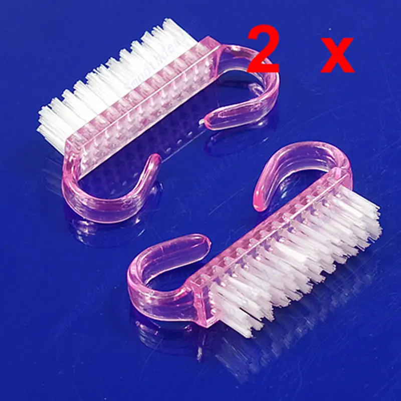 

New 2PCS/SET Simple Nail Cleaning Brush For File Manicure Pedicure Tool HOT