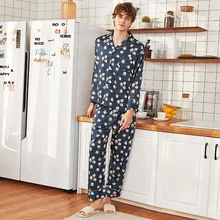 Шелковистые сна Пижама Мужская рубашка на лямках брюки костюм пижамы наборы Повседневное мужской Домашняя одежда Топ ночное сексуальный халат L, XL, XXL