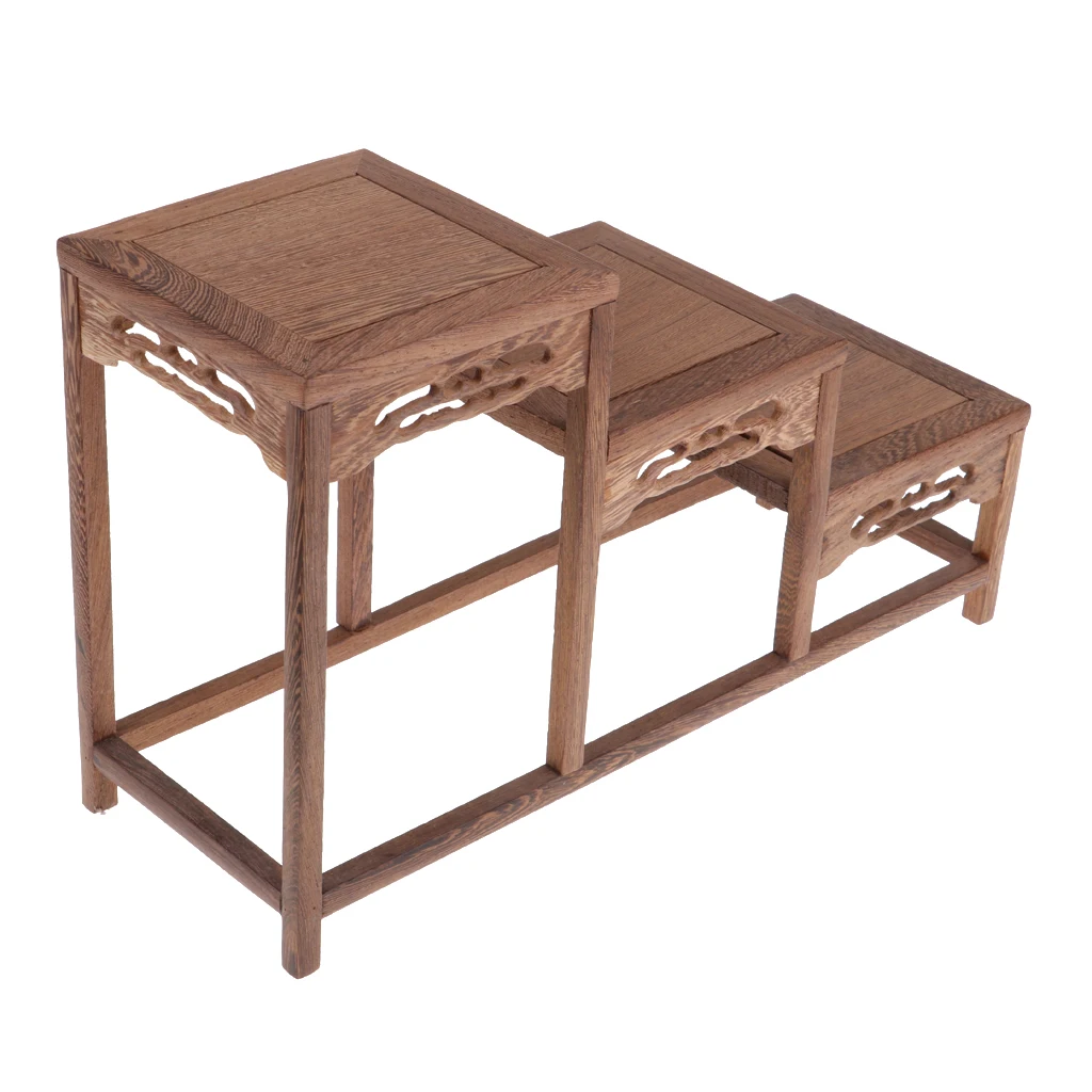1/6 Wooden 3 Layer Bonsai Shelf Display Table Furniture for Hot Toys Figures   Dollhouse Blythe BJD Dolls Accessory