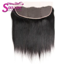 גברת נשמה 13*4 אוזן לאוזן תחרה פרונטאלית מלזי ישר שיער חלק חינם מולבן קשרים סגירת תחרה 100% רמי שיער טבעי(China)