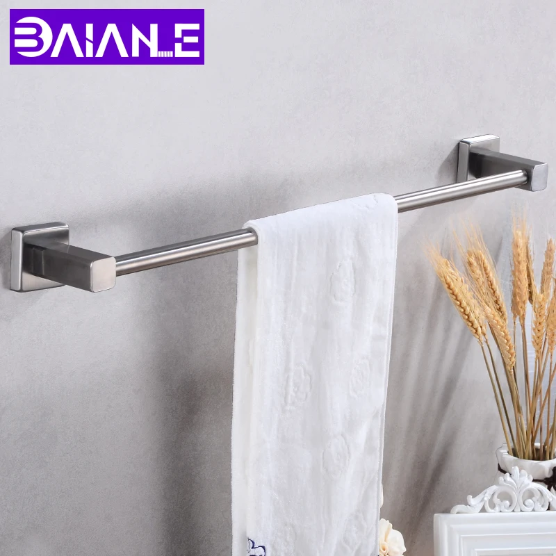 

Towel Bar Single Wall Mounted Bathroom Towel Rack Hanging Holder Stainless Steel Robe Towel Rail Hanger Shelf Bathroom Hardware