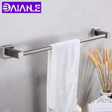 Towel Bar Single Wall Mounted Bathroom Towel Rack Hanging Holder Stainless Steel Robe Towel Rail Hanger Shelf Bathroom Hardware