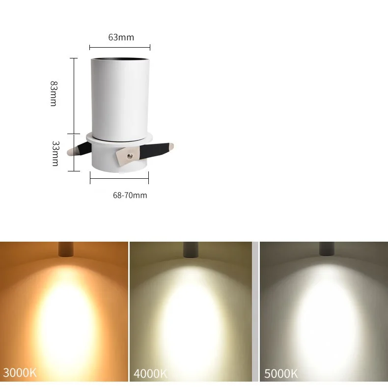 Светодиодный точечный светильник s Встроенный потолочный светильник для гостиной простая Скандинавская Регулировка вверх вниз влево и вправо 7 Вт 12 Вт CREE COB вниз светильник