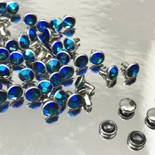 4 мм 50 комплектов CZ++ Королевский голубой кристалл AB покрытием быстрые заклепки серебряные гвоздики с покрытием ассорти кабошон заклепки подходят для кожи-ремесло