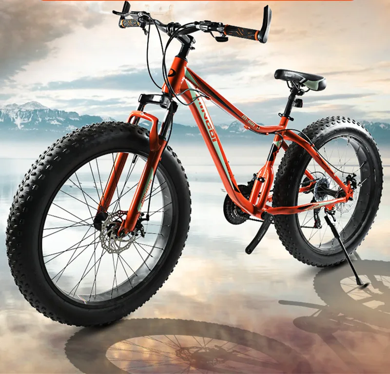 

Aluminum alloy frame 26x4.0 "21 speed mountain bicycle frame snow beach super large bicycle tire, male/female dirty bicycle