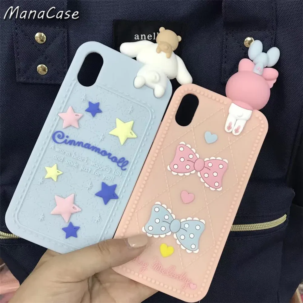 Милый Модный японский 3D Cinnamoroll My Melody чехол для телефона для iPhone 11 Pro Max X XS MAX XR 6 6s 7 8 Plus для силикагеля задняя крышка