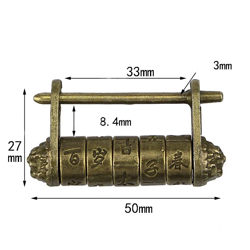 Retro Hot Chinese Style Alloy Zine Vintage Antique Chinese Old Style Jewelry Chest Box Code Password Lock Padlock 5