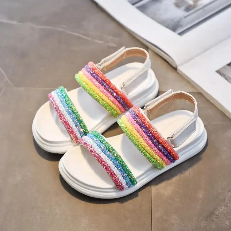 

Girls sandals 2019 new rainbow princess children's shoes beach shoes baby sports girl boy children's sandals tide