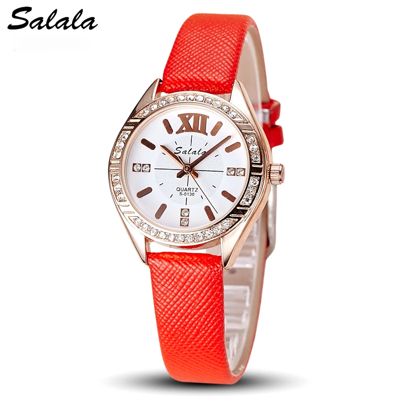 

Salala 100% brand new and high quality casual Watch Women Dress Watches Roman PU Leather Quartz WristWatch For Women