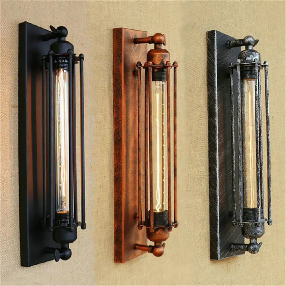 Vintage Black Rustic T300 Edison Bulb Wall Light Filament Bulb Included Wall Lamps Metal Lampshade Stair Kitchen Wall Sconce
