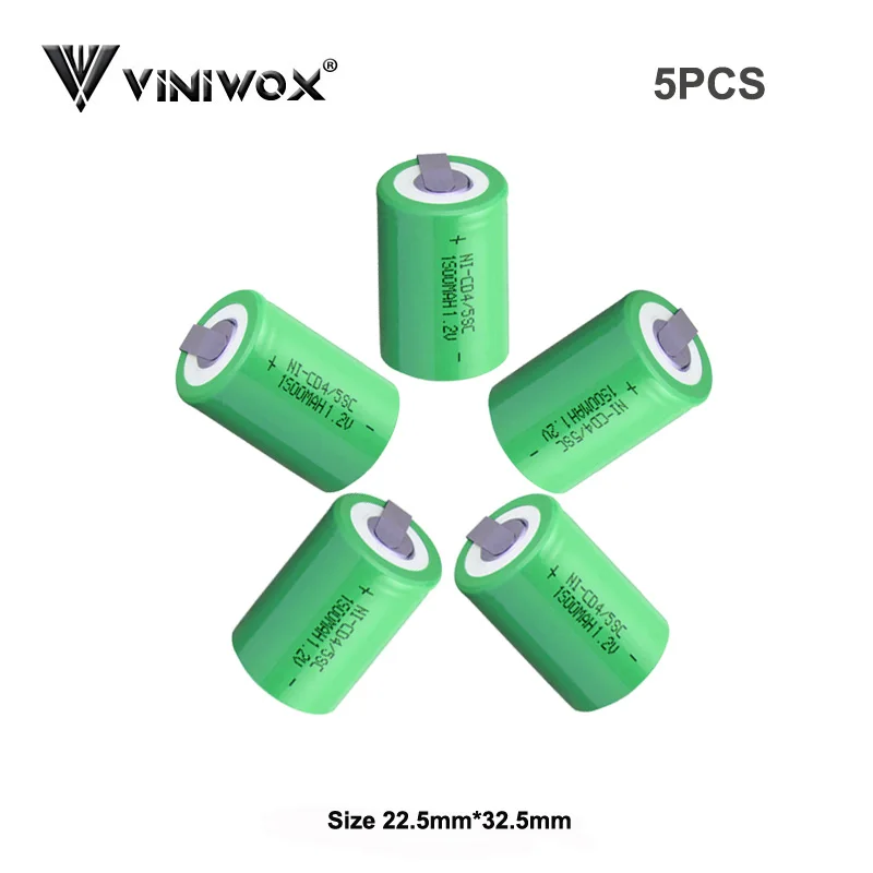 1500mAh 4/5SC Ni-CD 1,2 V аккумуляторные батареи для Subc NICD аккумулятор электрический фонарик power Bank power Tool батарея - Цвет: 5PCS