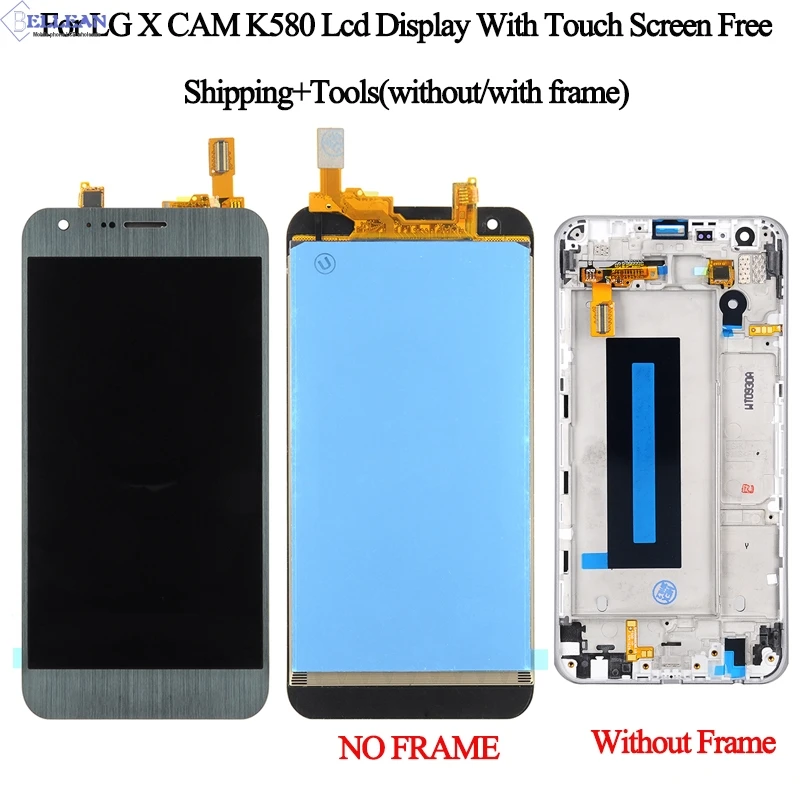 

catteny 100% Tested For LG X Cam Display For LG K580 LCD With Touch Screen Digitizer Assembly With Frame Free shipping+Tools