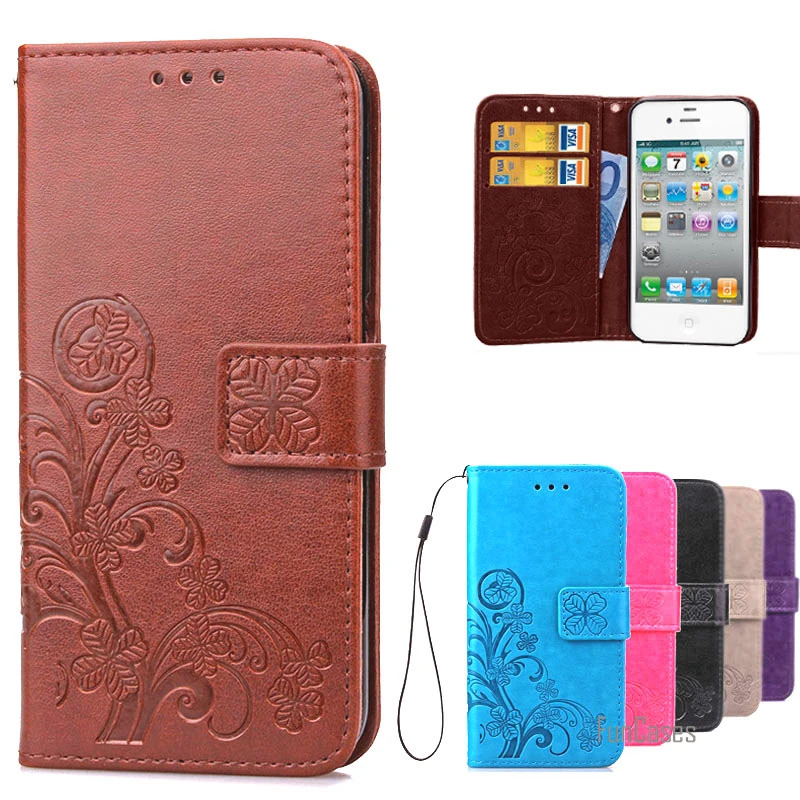 Luxury Case For IPHON 4S Book Style Wallet Leather + Silicon Flip Cover iPhone phone case card holder for 4 * | Мобильные телефоны