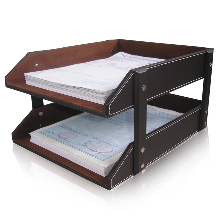 Kingfom Large Office Desk Organizer Set Pen Holder Rectangle Tissue Box File Rack Document Tray Memo Case Ashtray T52K