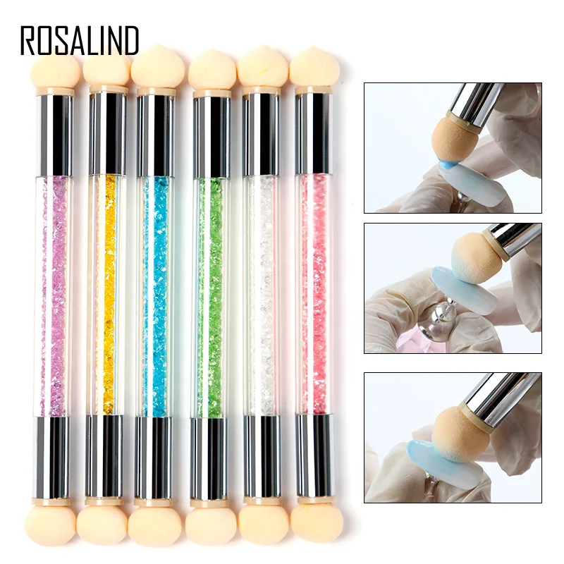  ROSALIND 1PCS Double Head Nail Art Gel Polish Color Gradient Brush Transfer Stamping Blooming Pen M