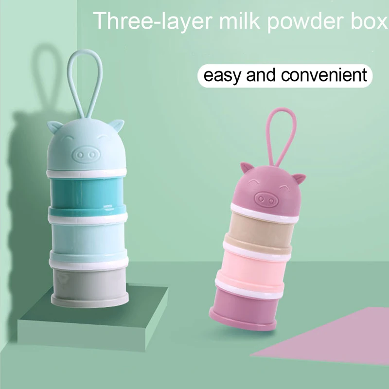 3 layer Cartoon Baby Milk Powder Boxes Portable Baby Formula Milk Storage Box Food Container Storage Feeding Box for Baby kids
